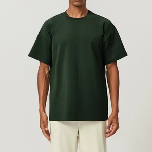 Camiseta Deportiva de Mezcla de Algodón Holgada para Hombre Transpirable Absorbente de Humedad Hombros Caídos Cuello Redondo Fitness Top Casual