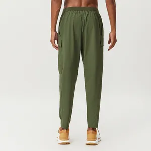 Pantalon cargo de randonnée homme vert olive à séchage rapide, avec poches, vue arrière