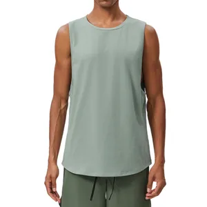 Breathable sage green cotton moisture-wicking sports tank top for running and gym