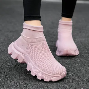 Unisex High Top Söckchenschuhe Atmungsaktiv Fly Knit Netzgewebe Casual Sportschuhe Dicke Sohle Sportschuhe