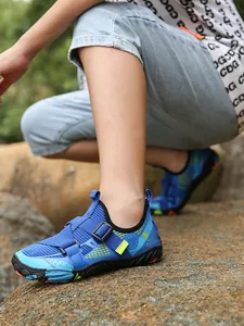 Breathable outdoor kids blue aqua shoes for swimming, beach activities, and wading