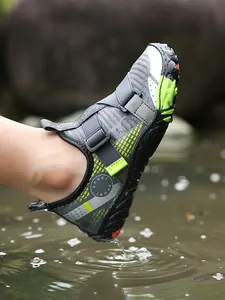 Durable grey and lime green quick-dry wading shoes for outdoor water sports and hiking