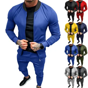 Ανδρική αθλητική φόρμα slim-fit με ζακέτα με φερμουάρ σε διάφορα χρώματα