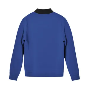 Rückansicht einer kobaltblauen Herren Sportjacke mit Reißverschluss für Outdoor Aktivitäten