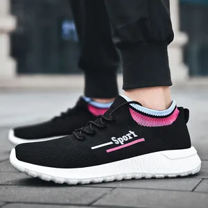 Atmungsaktive Fly-Knit-Laufschuhe zum Hineinschlüpfen für Damen und Herren mit Kragen