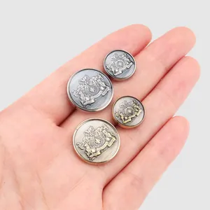 High-end metal blazer buttons with vintage crest relief for luxury suits