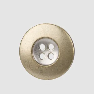 Boutons en Métal Ronds Vintage Haut de Gamme Quatre Trous Bicolores Boutons en Alliage pour Costume Manteau Blazer Couture Bricolage