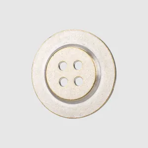 Vintage four-hole metal button with golden edge for high-end clothing