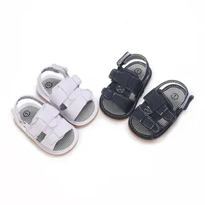 Baby Sandalen Atmungsaktiv Weiche Sohle Hohl Lauflernschuhe Für 0-1 Jahr Jungen Mädchen Gestreifte Lässige Sommerschuhe