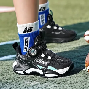 Kinder Basketballschuhe Atmungsaktive Netzoberfläche Mit Drehknopf Schnürsystem Professionelle Sport Sneaker Für Jungen Mädchen Rutschfeste Verschleißfeste Outdoor Trainingsschuhe