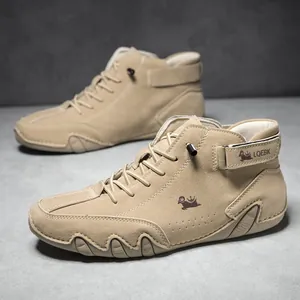 Men's high-top Martin boots with octopus sole and casual sandy suede leather finish