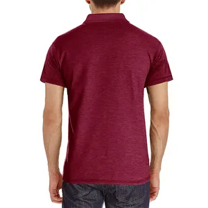 Back view of a men's cooling short-sleeved Polo shirt in burgundy with a slim fit.