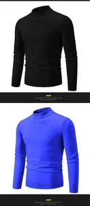 Vista detallada de los jerséis de punto de cuello alto ajustados para hombre en negro y azul