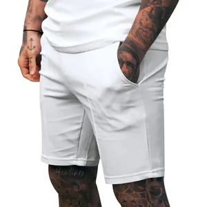 Detailed macro view of white ribbed golf shorts for men with comfortable athletic fit