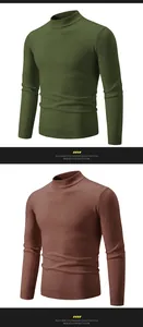 Suéteres de punto ajustados con cuello alto para hombre en tonos verde oliva y marrón