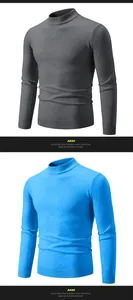 Jersey ajustado de punto fino con cuello alto para hombre en gris y azul