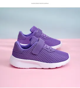 Scarpe da corsa viola in rete traspirante per bambine con velcro e suola morbida
