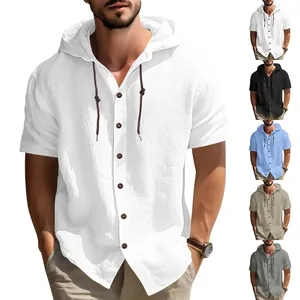 Camisa casual de hombre con capucha y manga corta disponible en cinco colores básicos