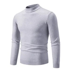 Suéter de Punto para Hombre con Cuello Perkins Slim Fit Casual Pulóver Delgado Estilo Británico Manga Larga Otoño Invierno