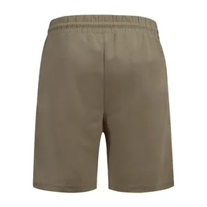 Rear view showing the detailed toothpick stripe texture of men's khaki golf shorts