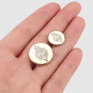 Premium gold metal buttons with an engraved Nottingham crest for elegant suits