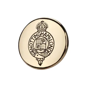 Premium round gold metal button with vintage crest engraving for blazers