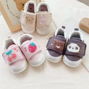 Cartoon Animal Fruit Baby Soft Sole First Walker Shoes Asymmetric Bear Bunny Panda Strawberry Infant Cotton Canvas Prewalker Shoes