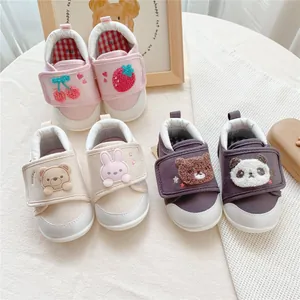 Cute cartoon animal pattern baby walking shoes with soft non-slip soles for boys and girls