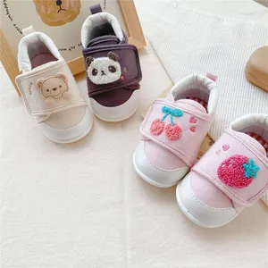 Soft sole cartoon baby walker shoes featuring cute bear panda and fruit patterns