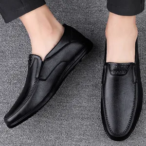 Herren Business Casual Echtleder Schuhe Rindsleder Slip-on Papa Schuhe Atmungsaktiv Rutschfest Büro Formelle Halbschuhe Für Herren