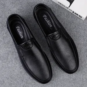 Premium Herren Business-Loafer aus schwarzem Echtleder mit elegantem Slip-On-Design