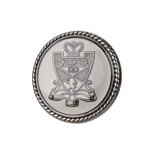 Bouton en alliage de zinc de qualité supérieure avec blason gaufré et revêtement époxy