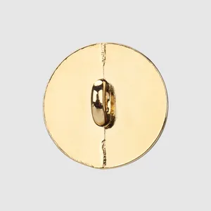 Premium circular golden metal shank button for professional high-end garment sewing design