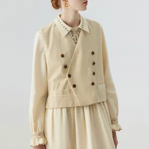 High-end Japanese imported metal and resin splicing buttons on a premium corduroy vest