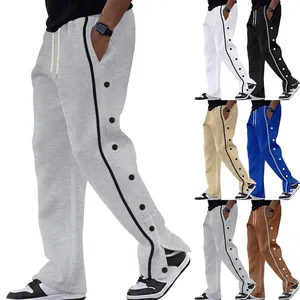 Pantaloni Sportivi da Uomo con Bottoni a Pressione Laterali Pantaloni da Ginnastica a Gamba Dritta Larghi per Uomo Autunno