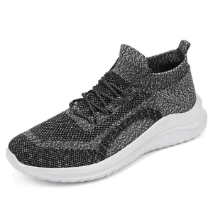 Baskets à enfiler en maille pour hommes avec semelle à coussin doux blanc et léger