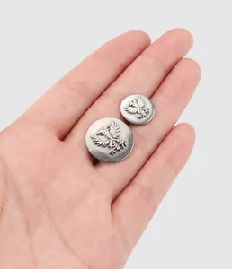 Hochwertige Vintage-Zinnlegierungsknöpfe mit Doppeladler-Dekor in der Handfläche