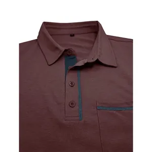 Elegante polo de manga larga para hombre en burdeos con detalles de cuello refinados
