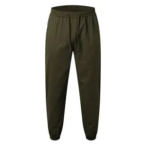 Men's army green quick-dry athletic joggers with elastic drawstring waist and cuffed ankles