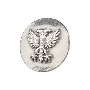 Hochwertiger Zinnlegierungsknopf mit geprägtem Doppelkopfadler-Design in Silber