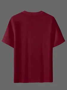 Rückansicht eines bordeauxroten Waffelstrick-Henley-T-Shirts für Herren mit Struktur