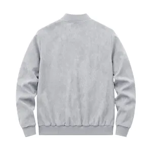 Vue arrière d'un blouson aviateur gris minimaliste en daim pour homme décontracté
