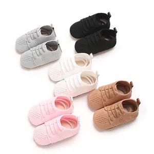 Variety of breathable knitted baby shoes in different colors for infants and toddlers