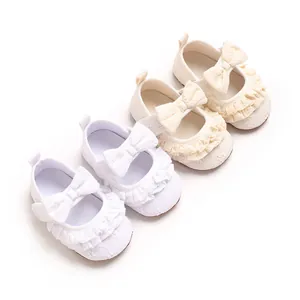Scarpe Mary Jane Principessa per Neonata Ballerine a Suola Morbida Con Fiocco Pizzo Ricamo Floreale Scarpe da Camminata Estive