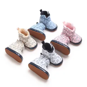 Group of infant soft cotton boots with cute car patterns and anti-slip soles
