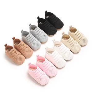 Baby Walking Shoes 0-1 Year Old Boys Girls Breathable Mesh Knit Soft Sole First Walker Shoes Heart Hollow Casual Sneakers