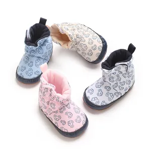 Soft infant cotton pre-walker boots in four colors featuring cute cartoon car prints