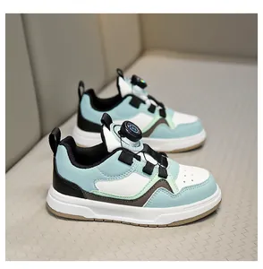 Breathable leather children's sneakers featuring a convenient rotary dial lacing system.