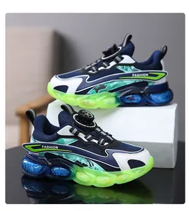 Detailed view of breathable mesh sneakers for boys with quick-turn buckle closure