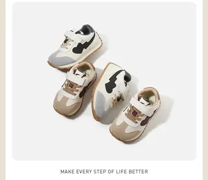 Stylish children's sports sneakers and toddler walking shoes with magic tape closure